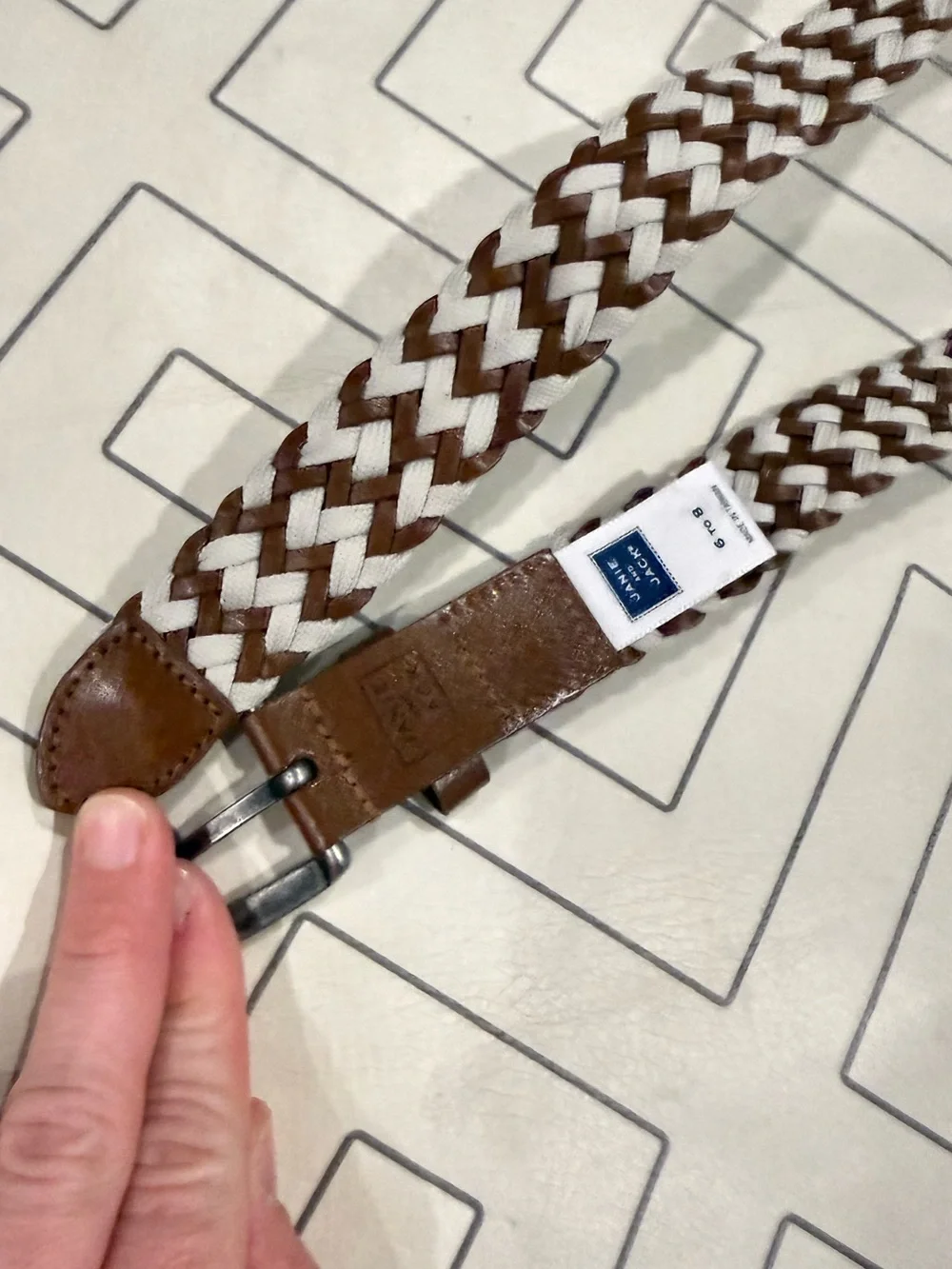 Janie and Jack Brown and White Woven Braided Belt
